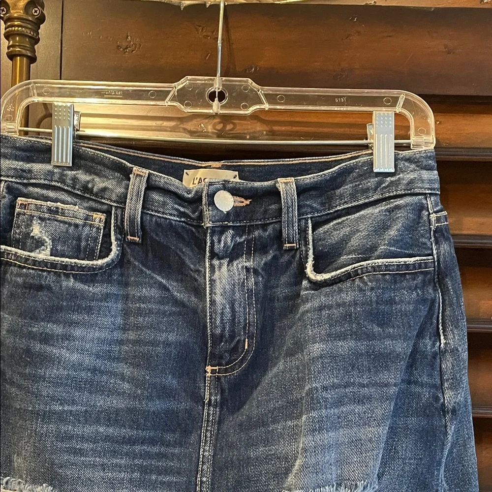 L’AGENCE Size 26 Distressed Denim Skirt - Picture 2 of 6